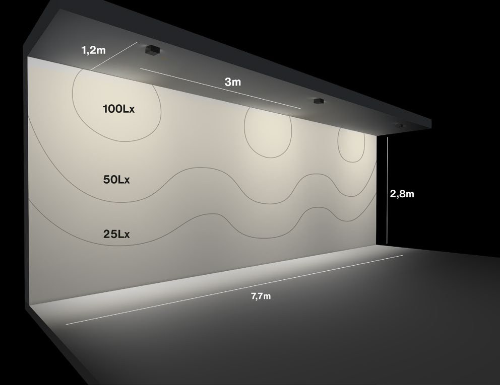 Drift S ceiling illuminance simulation