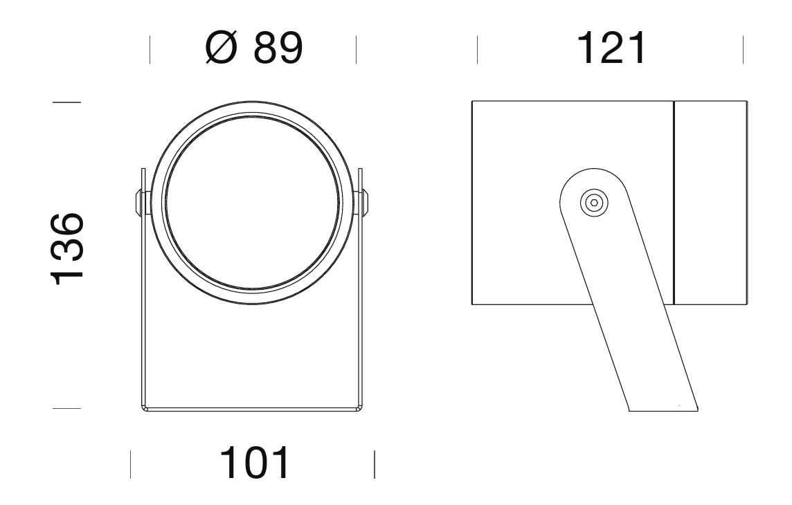 Lux Spot L technical drawing, flat bezel