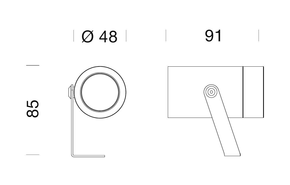Lux Spot M technical drawing, flat bezel